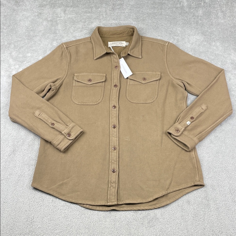 NEW Outerknown XS/S Women's 100% Organic Cotton‎ Beige Tan Blanket Shirt